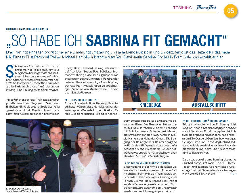 Mitgliederzeitschrift Fitness First Deutschland So habe ich Sabrina fit gemacht